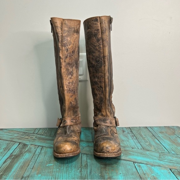 Bed Stu Tango Double Zip Tall Distressed Leather Boots Size 6 - Picture 9 of 14